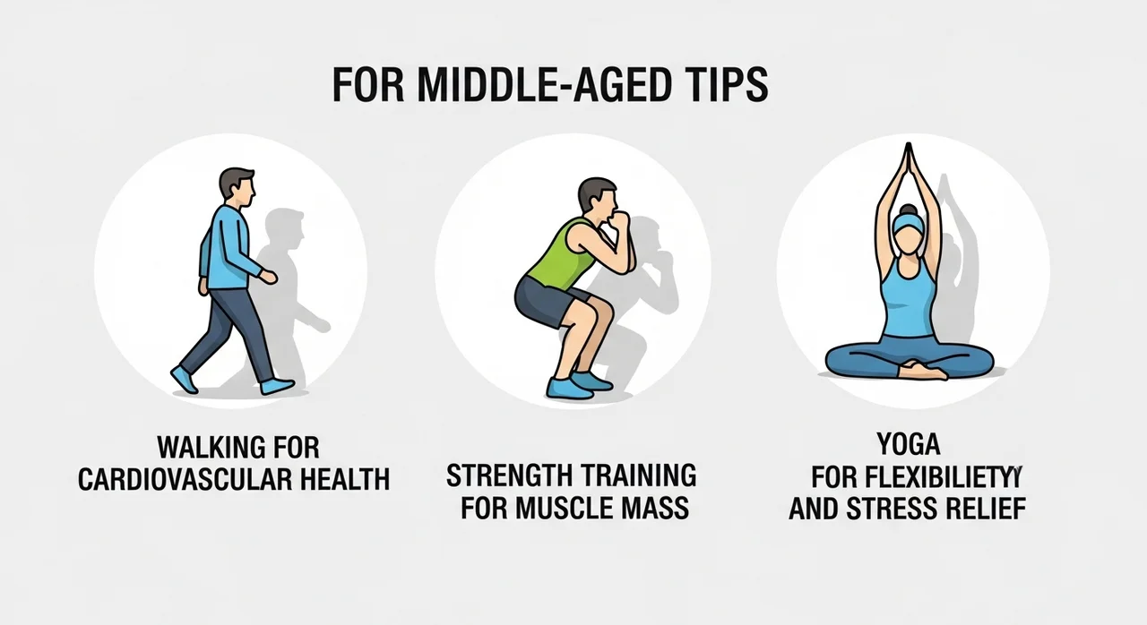 중년에게 꼭 필요한 운동 종류와 비중