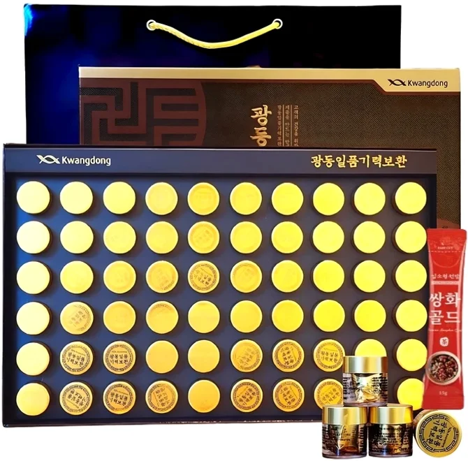 광동 침향 녹용 홍삼 기력 보환 60환 240g (2개월)+ 쇼핑백 15가지 전통원료 새해 설 명절 부모님 면력 선물세트(전통차 본품 포함) 1개