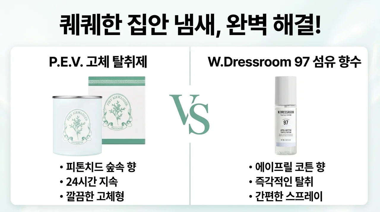 집안 묵은 냄새 싹! 피에브 고체탈취제 vs 더블유드레스룸 97 에이프릴코튼 비교