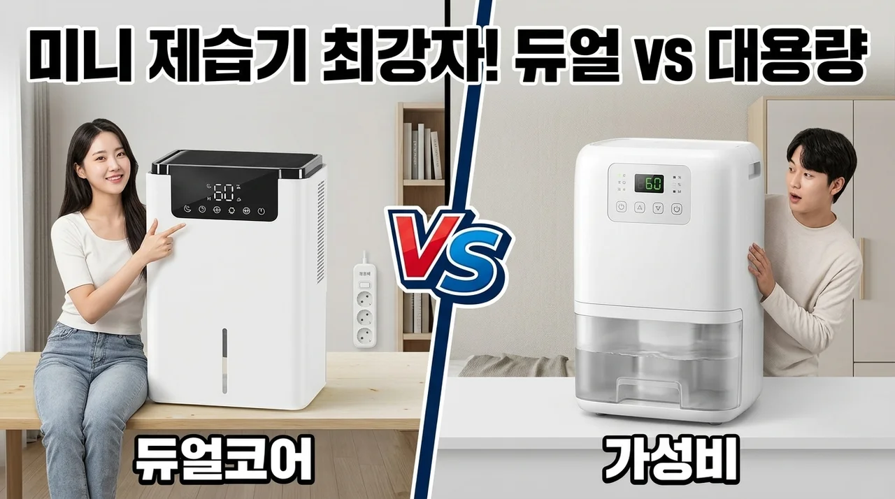 미니제습기 원룸 습기 해결을 위한 듀얼코어 vs 대용량 가성비 모델 비교