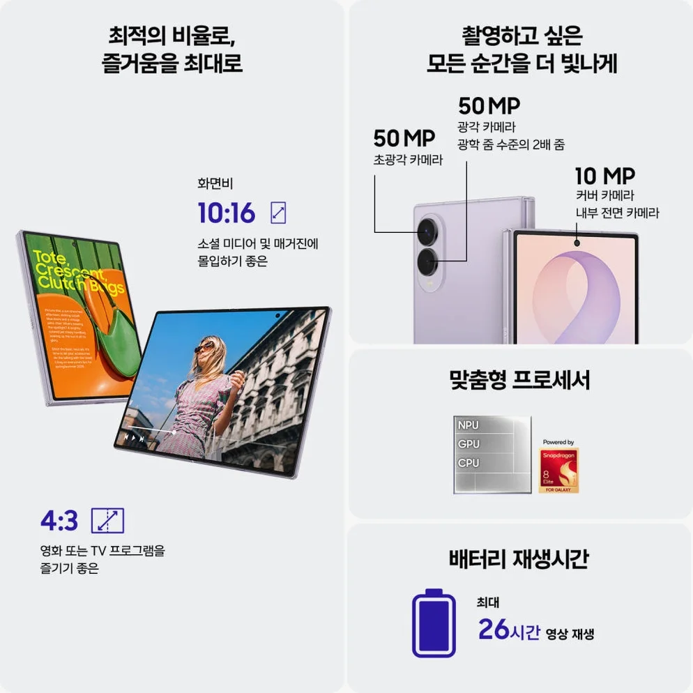 삼성 공식 갤럭시 Z폴드8 256GB 자급제 SM-F971N 상세 이미지 5